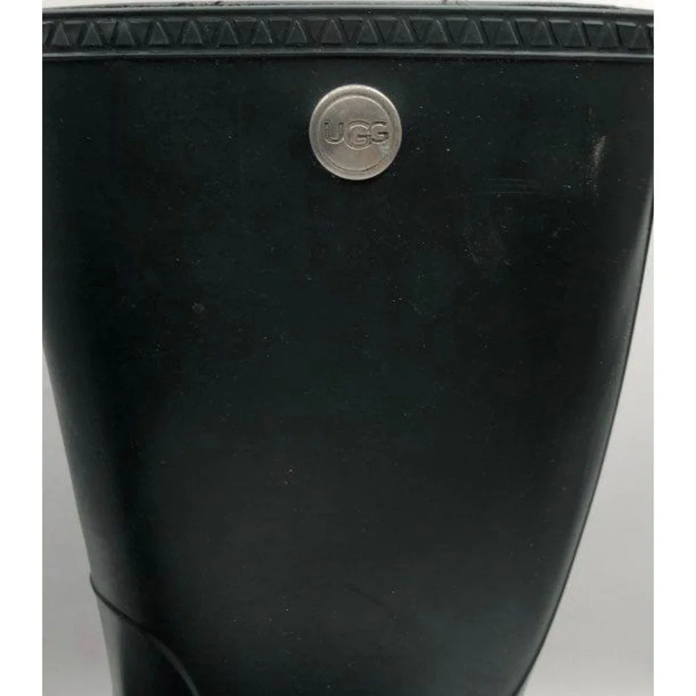 UGG Rain Boots Mens Size 9 Black Matte Rubber Tall Waterproof Excellent